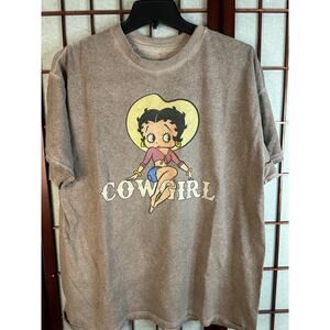 Betty Boop Retro Wash Tee Cowgirl daisy dukes Hat Beige X-Lg Gift